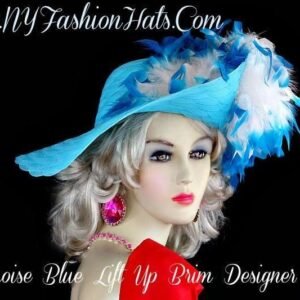 Turquoise Blue White Kentucky Derby Hat