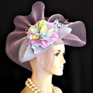 Women's Baby Blue Lavender Lime Hatinator Wedding Fascinator Hat Spring Races, One Of A Kind
