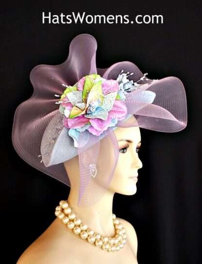 Women's Baby Blue Lavender Lime Hatinator Wedding Fascinator Hat Spring Races, One Of A Kind