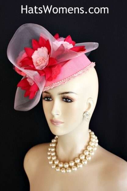 Women's Soft And Fuchsia Pink Straw Fascinator Hat, Weddings Church Ascot Derby 209 - Image 2