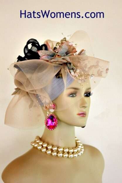 Hat Satin Velvet Flowers Sinamay Straw Winter Spring, Church Wedding Designer Hats For Women 87g - Image 3