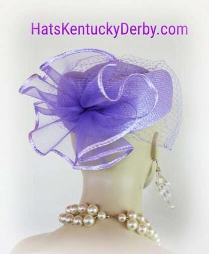 Women's Soft Purple Lavender Pillbox Formal Wedding Hat With A Birdcage Veil, Bespoke Designer Mother Of The Bride Millinery Headwear - Image 2