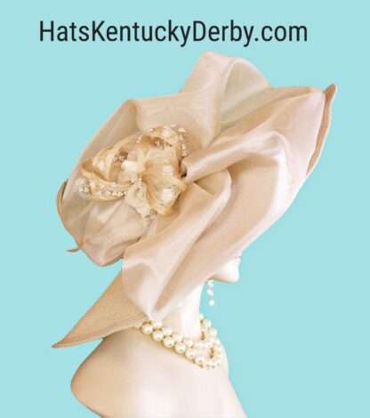 Women's Couture Designer Wedding Bridal Hat, Big Large Wide Brim Hat, Hats For Horse Races Derby, NYFashionHats Custom Millinery Pearl - Image 2