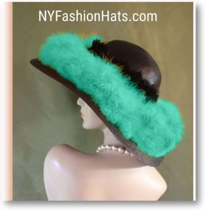 Luxury Black Soft Green Haute Couture Statement Designer Hat, Kentucky Derby Hats, Melbourne Cup Headpiece, Royal Ascot, Motf Millinery 8464