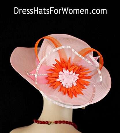 Kentucky Derby Hats, Hats For Horse Races, Pink Orange Couture Designer Hat, Ladies Fashion Hat, Royal Ascot Hat, NYFashionHats, Desire - Image 2