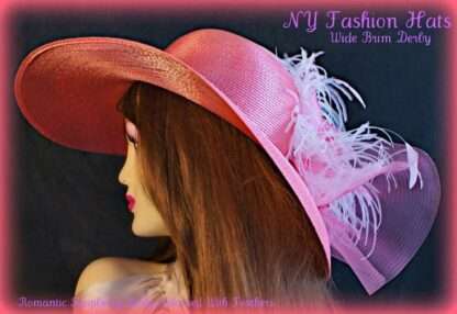 Violet Raspberry Pink Wide Brim Designer Dressy Fashion Ladies Hat 7ybt - Image 3