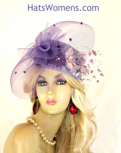 Avant Garde Purple Satin Formal Pillbox Hat, Luxury Wedding Bridal Hat, Cocktail Hats For Women, Mother Of The Bride Headpiece, Fashion Hats - Image 3