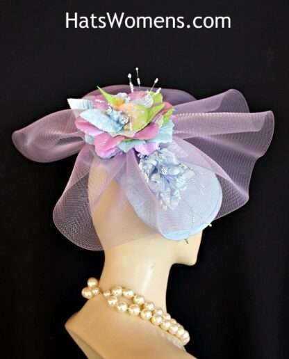 Women's Baby Blue Lavender Lime Hatinator Wedding Fascinator Hat Spring Races, One Of A Kind - Image 5