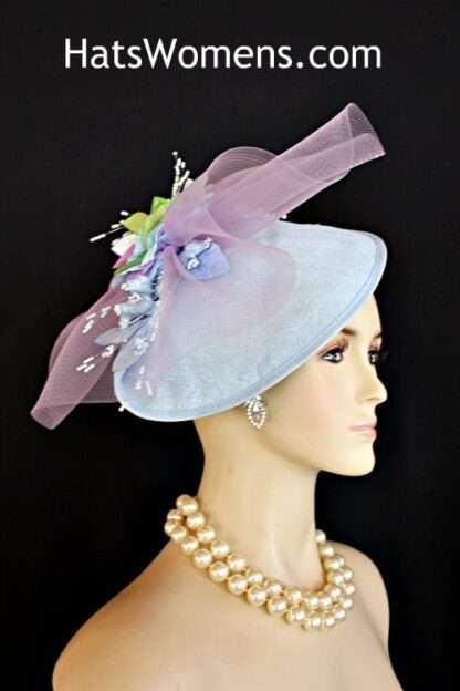 Women's Baby Blue Lavender Lime Hatinator Wedding Fascinator Hat Spring Races, One Of A Kind - Image 4