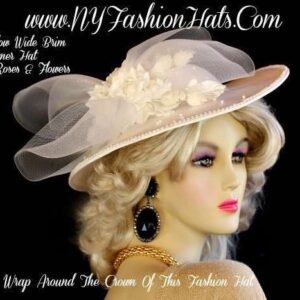 Ladies White Rose Bud Satin Wedding Bridal Brides Hat Church Hats B89