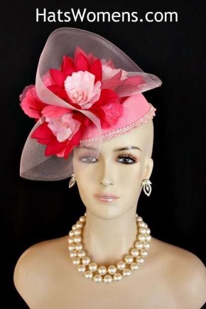 Women's Soft And Fuchsia Pink Straw Fascinator Hat, Weddings Church Ascot Derby 209