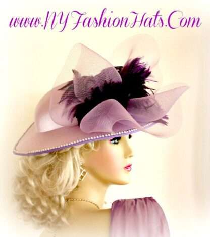 Women's Haute Couture Soft Purple Designer Hat, Formal Sabbath Hat, Hats For Wedding Brides Mother Of The Bride, NYFashionHats Millinery