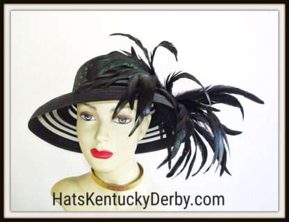 Motf Premium Black Statement Dramatic Feathered Sheer Designer Hat, Royal Ascot, Melbourne Cup, Horse Racing Races, Wedding Church, Stasia - Image 2