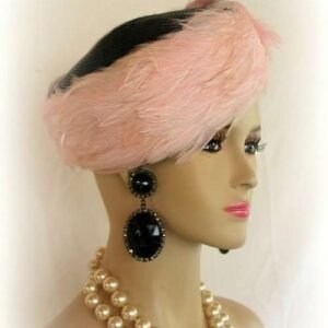 Hat Black Soft Pink Feathered Pillbox For Women, Wedding Dress Church Formal Hats Cocktail Ygv