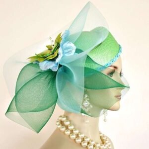 Luxury Pillbox Wedding Hats, Mother Of The Bride Hat, Hats For Formals Weddings Dress Parties, Lime Kelly Green Baby Turquoise Blue Hat