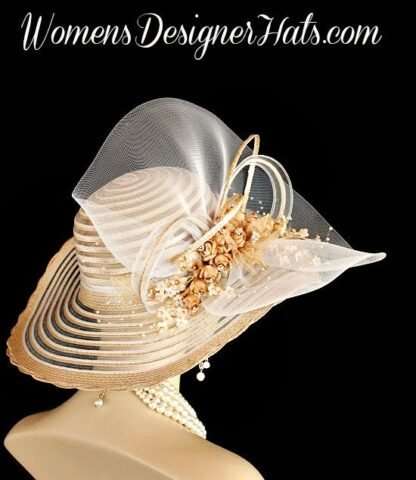 Hats For Horse Races, Designer Hats For Women, Haute Couture Dress Hat, Coffee Beige Formal Church Hat, Royal Ascot Hat, NYFashionHats Q289 - Image 2