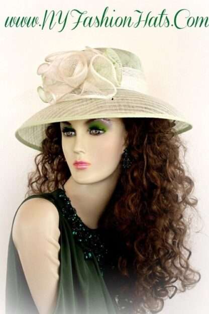 Kentucky Derby Hat, Lime Green Natural Sinamay Straw Couture Designer Hat, Hats For Horse Races, Spring Summer Sun Hat Racing, NYFashionHats