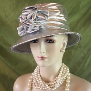 Metallic Silver Small Brim Lame Dress Hat, Couture Designer Hats, Hats For Sabbath, Church Wedding Holiday Hat, NY Fashion Hats Millinery