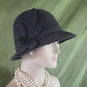Charcoal Gray Winter Wool Dress Or Casual Hat, Couture Designer Hats, Hats For Sabbath, Church Hats, Trendy Hat, NY Fashion Hats Millinery