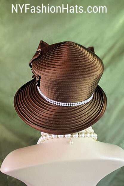 Women's Couture Brown And White Satin Hat, Formal Designer Wedding Hat, Dress Hats For Sabbath, Church Hats, NYFashionHats Millinery, Page - Image 2