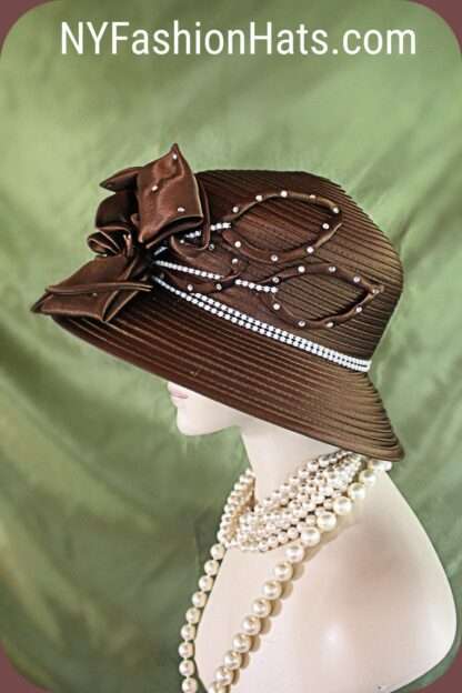 Women's Couture Brown And White Satin Hat, Formal Designer Wedding Hat, Dress Hats For Sabbath, Church Hats, NYFashionHats Millinery, Page - Image 4