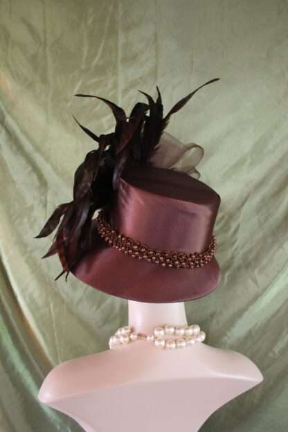 Avant Garde Brown Satin Haute Couture Hat, Abstract Brim Formal Church Hat, Dress Wedding Luxury Hat, NYFashionHats Millinery Headwear - Image 10